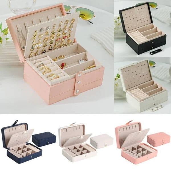 Fashion PU Leather Jewellery Storage Boxes Portable Travel Box Necklace Earrings Ring Jewelry Organizer Display Case ddmynov