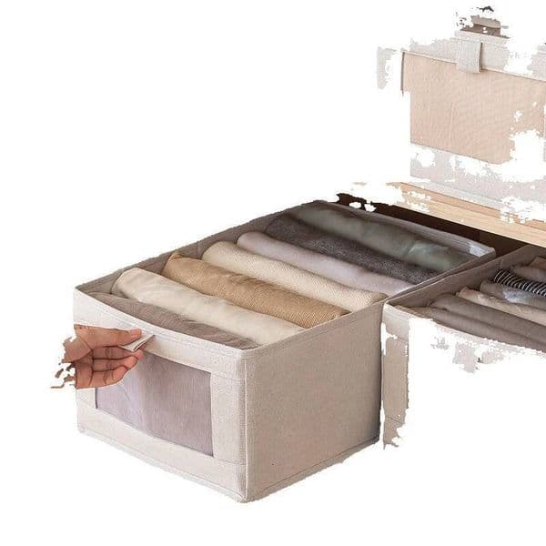 Organizer Visual Window Clothing Foldable Clothes Storage Box Japanese Wardrobe Cotton Linen Fabric