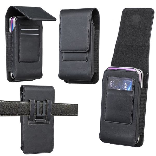 Universal Double Layer Hip Vertical PU Leather Clip Holster Cases For Iphone 17 Air 16E 16 Plus 14 15 13 12 11 Pro MAX Samsung S26 S25 S24 7.0 Inch Buckle Belt