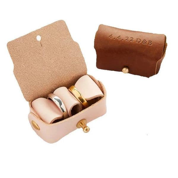 In Stock Wedding Storage Buckle Leather Proposal Ring Bag Pet Hanging Neck Jewelry Packaging