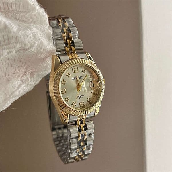 New Five-Pointed Star Calendar for Women Steel Band Dainty Wristwatch Quartz Trade Watch Wholesale