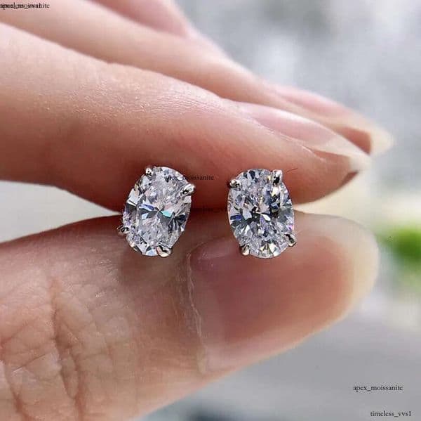 Choucong Drop Ship Top Sell Stud Earrings Moissanite Solitaire Simple Fashion Jewelry 925 Sterling Silver Gold IGI Fill Women Wedding Oval Diamond Earring Gift 10