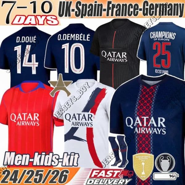maillot psges 25 26 Ousmane Dembele Khvicha Kvaratskhelia Football Shirt GonCalo Ramos Gianluigi kit Soccer Jerseys kids paris st germain jersey