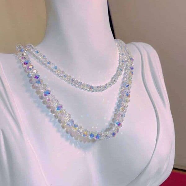 Shiny Stylish Geometric Irregular Beaded Necklace for Women Vintage Simple Refraction Color Clavicle Chain Jewelry Party Gift