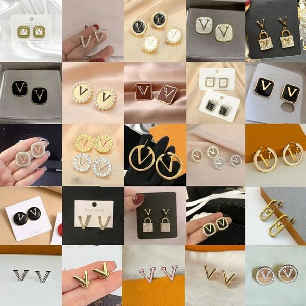 Designer Ear Stud Earrings 200 Style Random sent Letter Earring Fashion Women Elegance Wedding Party Jewelry Accessories