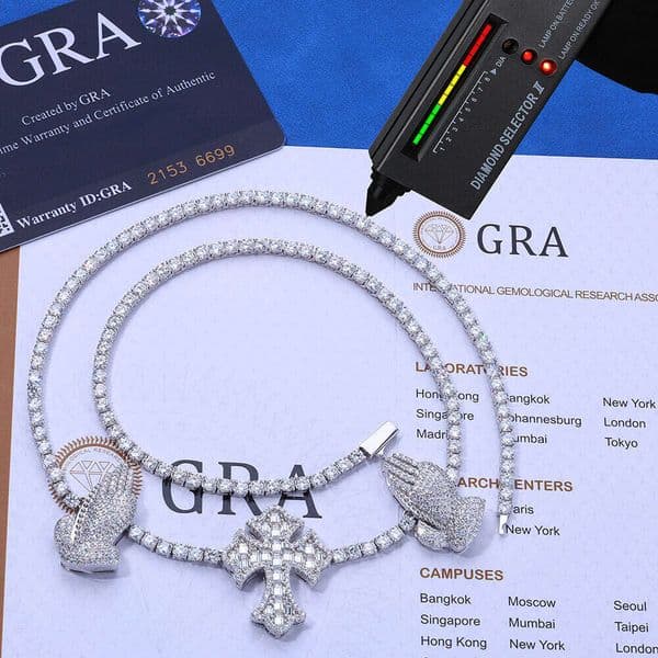 European and American vintage jewelry - S925 silver diamond cross prayer bracelet - tennis chain - custom-made hip-hop men's necklace - Easter gift