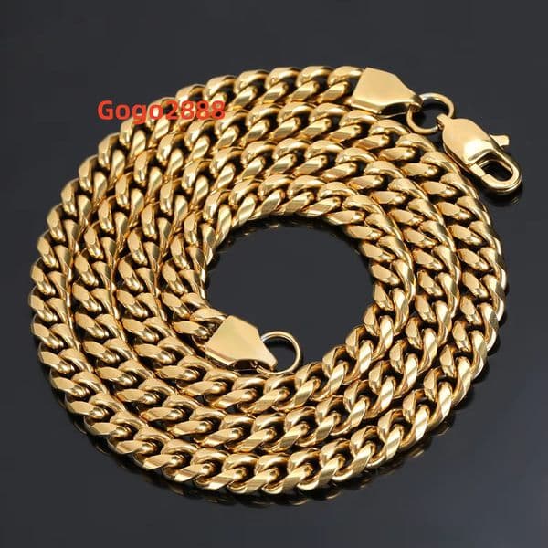 Hip Hop Jewelry 4/5/6/7/8/9mm Mens Stainless Steel Necklace 18K Gold Plated Cuban Link Chain Miami Curb Zircon Anniversaries