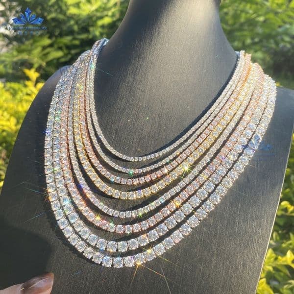 10k/14k/18k Gold Plated Tennis Chain S925 Sterling Silver 3mm 4mm 5mm Tennis Necklaces Bracelet Def Vvs Moissanite Tennis Chain