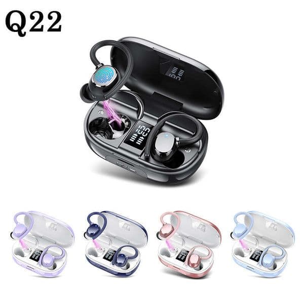 Q22 Cross-Border Ear-Hook In-Ear Noise Cancelling Business Sports Bluetooth LED Digital Display Ultra-Long Battery Life Earphones
