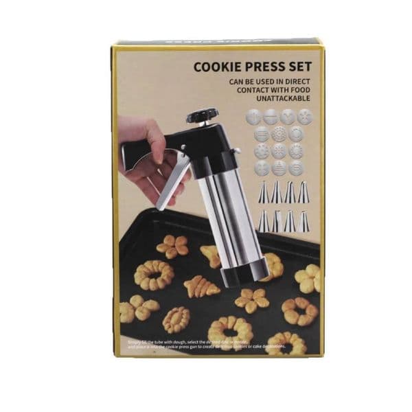 Update Stainless Steel Press Gun Spritz Cookie Maker Machine For Baking With 13 Discs And 8 Icing Decorating Nozzles