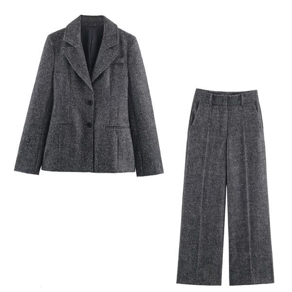 Cross-Border Foreign Trade Women's Clothing 2025 Autumn Winter European and American Style Single-Breasted Blazer + Pants Set for Women B482818/9