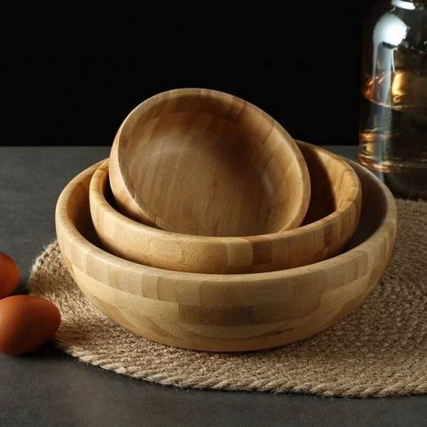 Bestseller Salad Noodle Mixing Bowl Large Bamboo and Wood Tableware Thickened Natural Materials No Paint or Wax ddmytues