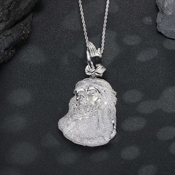 New Fashion Hip-Hop Full Inlaid Moissanite Portrait Pendant Necklace Fashionable and unique Trend Men's Accessories Wholesale