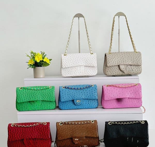 Designer ostrich patterned chain bag popular fashion women's bag new single shoulder crossbody armpit bag luxury bag