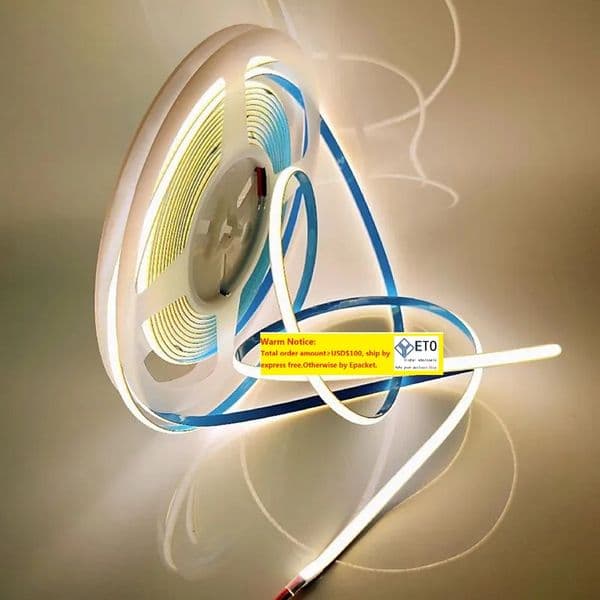 3mm 5mm Ultra Thin COB LED Strips 12V 24V RA>90 High CRI LED Tape Light Cuttable Flexible 16.4FT Super Bright IP20 For Indoor House Kitchen LL