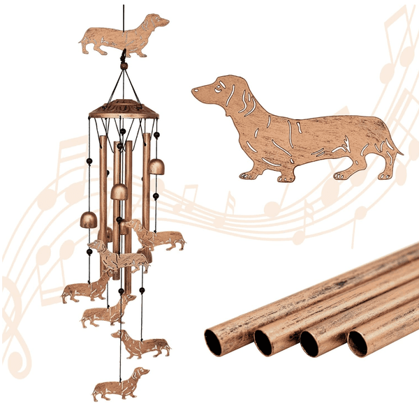Dachshund Dog Wind Chimes,Outdoor Cat Gifts for Women/Men/Mom/Grandma/Wife/Friends Birthday Gifts Memorial Gift Indoors, Home, Lawn, Porch, Patio, Garden Decor, Yard Decor