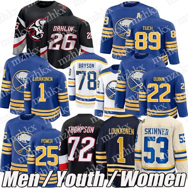 #72 Tage Thompson BuffaloES sabres hockey jersey #26 Rasmus Dahlin Ukko-Pekka Luukkonen Jack Quinn Power Byram Greenway Alex Tuch Peyton Krebs Zach Benson