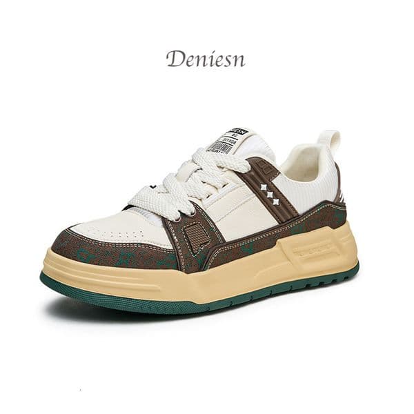 Ddmysports New Panda High End College Style Fashion Thick Soled Shoes Leather Low Top Lightweight Trendy Casual Sneakers Outdoor Shoes