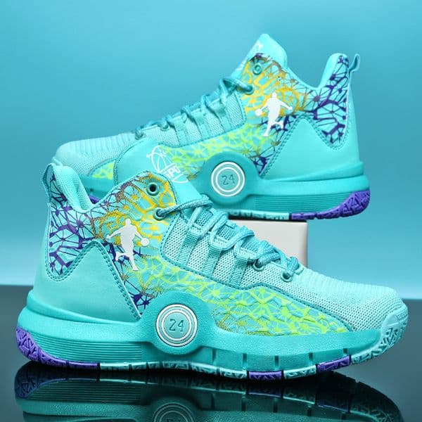 kids basketball shoes Designer teenagers' practical training high top sports shoes for students mesh breathable rotating buckle running shoes