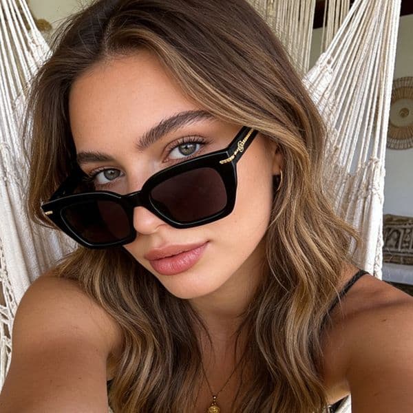 Luxury Brand Designer 2025 New Trendy Chain Women, High-End Old Money Style Square Frame Sunglasses For Men, UV Protection