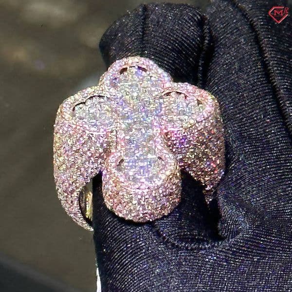 Hot Selling for Men Rapper Hip Hop Cross 925 Sterling Silver Baguette VVS Custom Moissanite Ring