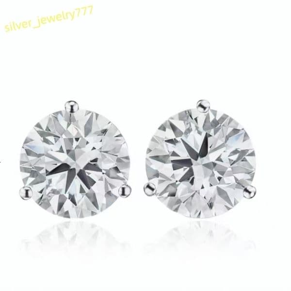 Lab Grown Diamond Earrings 14K White Gold Stud Essential IGI Certified Round Brilliant Cut Unisex Memory Lights