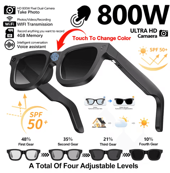 Smart Glasses HD Photo Video OpenAI Record Translation Touch Photochromic Lenses Bluetooth Call Music Multifunction Glasses