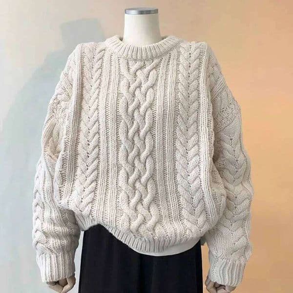 Autumn and Winter Fashion New Women's Elegant Knitted Warm Thick Hoodie Round Neck High End Design Long Sleeve Sweater Jumper