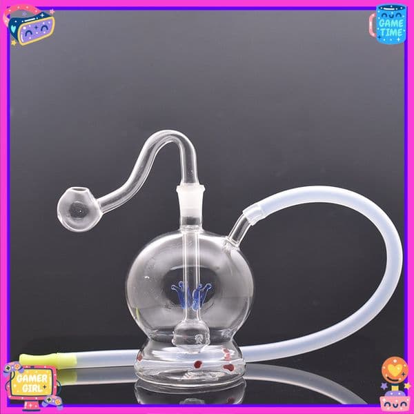 colorful 10mm mini Glass Bongs Gourd shape Recycler Water smoking pipe Glass Oil Burner Bong Hookahs Bubbler Water Pipe with silicone hose