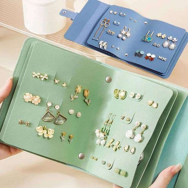 1pc Pu Leather Storage Book-Portable Travel Waterproof Jewelry Box With Safety Buckle, Suitable For Earrings, Earrings