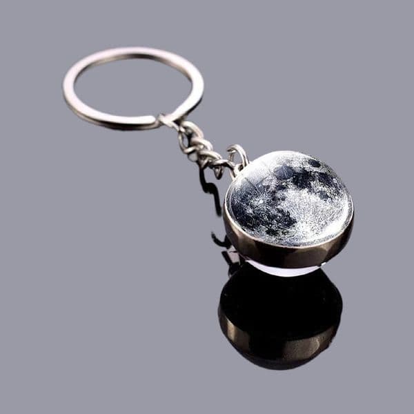20mm Moon Keychain Solar System Metal Pendant Ffree shipping Galaxy Nebula Earth Mars Saturn Double-Sided Glass Ball