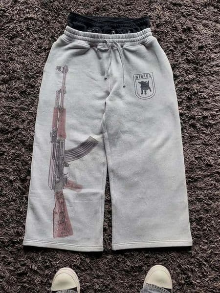 2025 European and American Embroidered Street Couple Double Head Waist Pants Personalized Printed Pattern 260114BANJIA