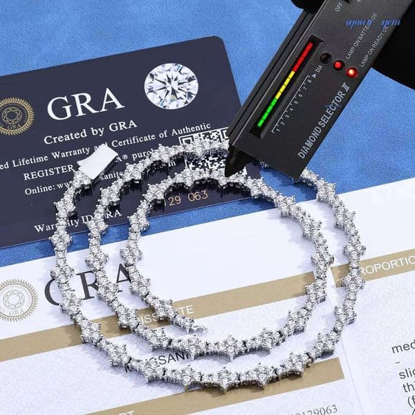 Women's Personalized 6.5Mm Moissanite Tennis Chain Necklace S925 Silver In Hip Hop Style