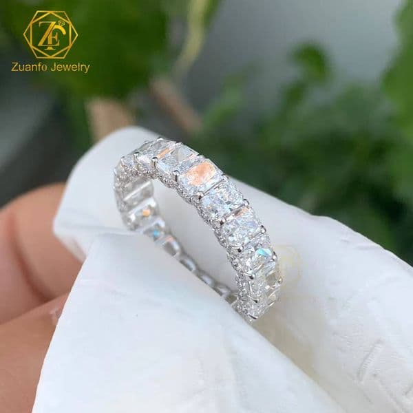 IGI GRC Certified Lab Grown Diamond Eternity Ring 10K 14K 18K Gold Lab Grown Diamond Radiant Cut Wedding Band Ring Women Jewelry