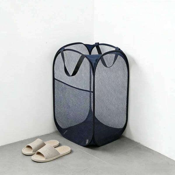 Portable Folding Dirty Laundry Basket Mesh Durable Handle Large Capacity Home Dormitory Travel Storage Bin 26H0126