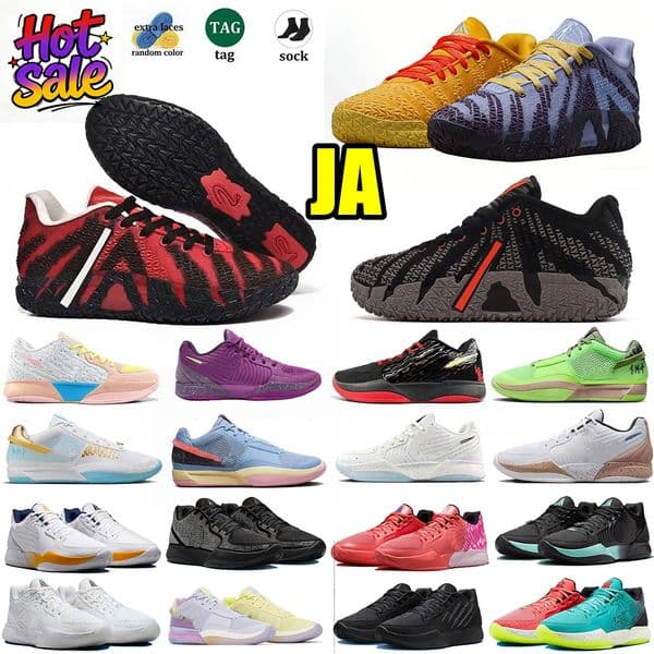 Designer shoes JA 3 3s 1 2s Men Womens Basketball Shoes Morants Trainers Volume Hyper Pink Mint Foam Turbo Green NY Outdoor sports Sneakers