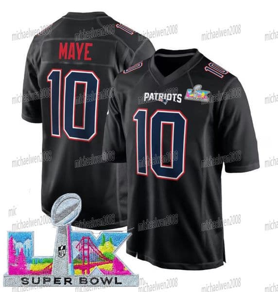 Kob Drake Maye Patriot 2026 Super Bowl LX Gold Football Jersey Tom Brady Christian Gonzalez TreVeyon Henderson Will Campbell Stevenson Diggs Douglas