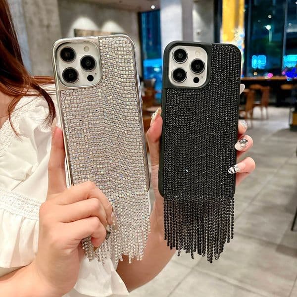 Luxury brand tassel Bling Glitter sequin Soft phone case for iphone 17Air 16 15 14 11 12 13 Plus Pro Max MiNi Back Cover Capa