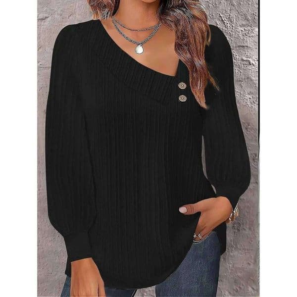 Boho Women's White Blouse Tops Autumn Casual Simple V-neck Button Black Long-sleeve Pleated Shirt Women Loose Clothing T-shirt