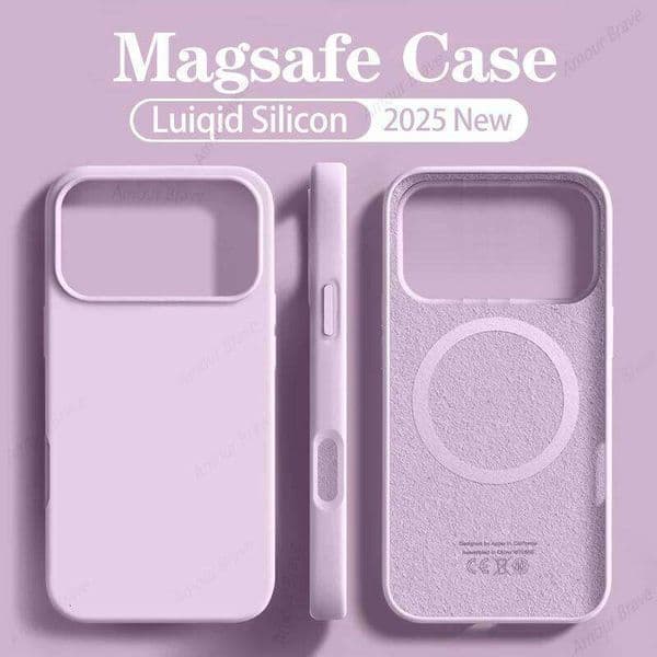 Magsafe Liquid Silicone Soft Phone Case For iPhone 17 Air 14 13 12 15 Pro Max 16 Plus Wireless Charger Magnetic Cover