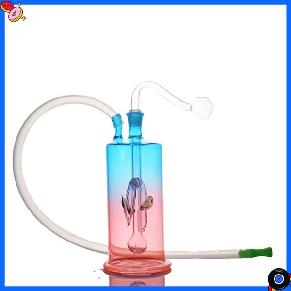 Wholesale Colorful Rainbow Bubbler Oil Burner pipe Glass Bongs Percolator Diffuser Small Portable Water Pipes Hookah Recycle Filter with 10mm male oil bowl