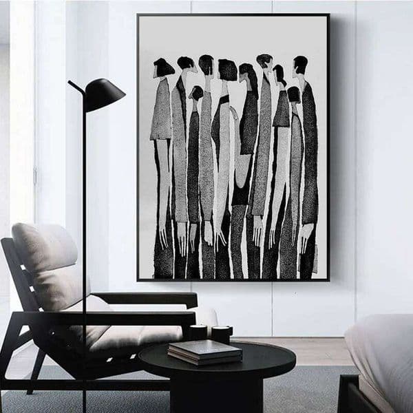 Modern Black White Abstract Characters Fashion Canvas Paintings Posters and Prints Wall Art Pictures for Living Room Home Decor 26H0127