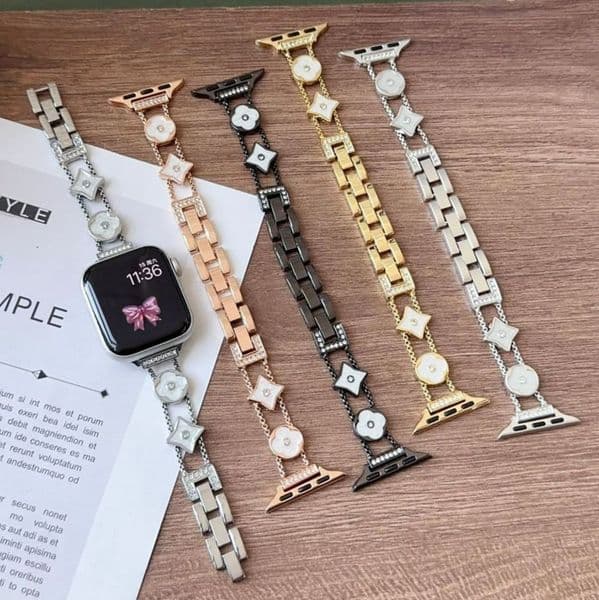 Metal Band Compatible with Apple Watch Bands 38 40 41 42 44 45 46 49mm Bracelet Jewelry Stylish Women Strap for iWatch Ultra Series 11 10 9 8 7 6 5 4 3 2 1 SE Correa