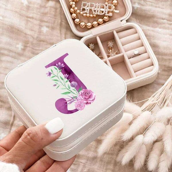 Rings Earrings Zipper Box Personalized Letter Leather Travel Jewelry Case Bridesmaid Proposal Jewellery Holder Her Gift 26H0128