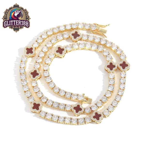 2026 Luxury vvs moissanite Tennis Necklace Bling Hip-hop Necklace 16-22inches Gold Plated Fashion Clover Necklace