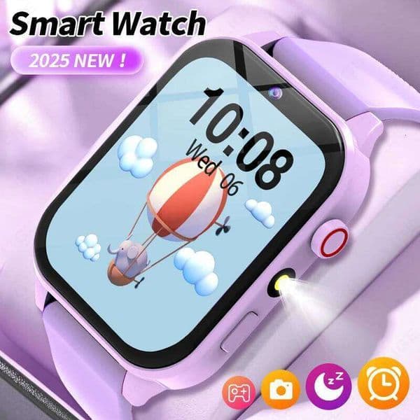 2025 New Children Smart Watch Alarm Clock LED Flashlight Waterproof Kid Watches HD Camera Take Photo Puzzle Game Smartwatch Girl X260128