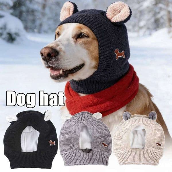 Muffs Noise Protection Hats Pet Neck Ear Warmer Winter Knitted Cap Anxiety Calm Down for Dog Cat 26H0129