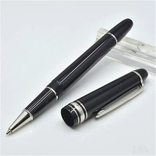 Promotion - Luxury Monte Msk-163 Matte Black High Quality Resin Roller Ballpoint / Fountain School Office Stationery Business Write Ball Pens Optional Pen Bag