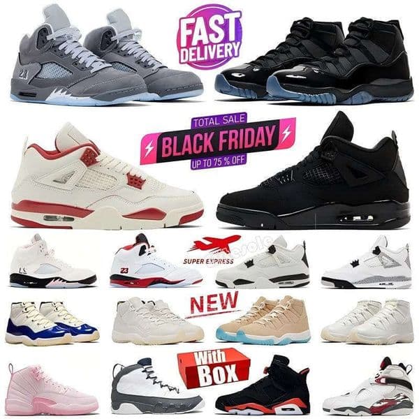 With Box 4s 5s 11s basktball shos 4 Black Cat 11 Gamma H-Town 5 Wolf Gry Fir Sirra Rd Whit Cmnt Flight Club Taxi mn womn snakrs trainrs sports