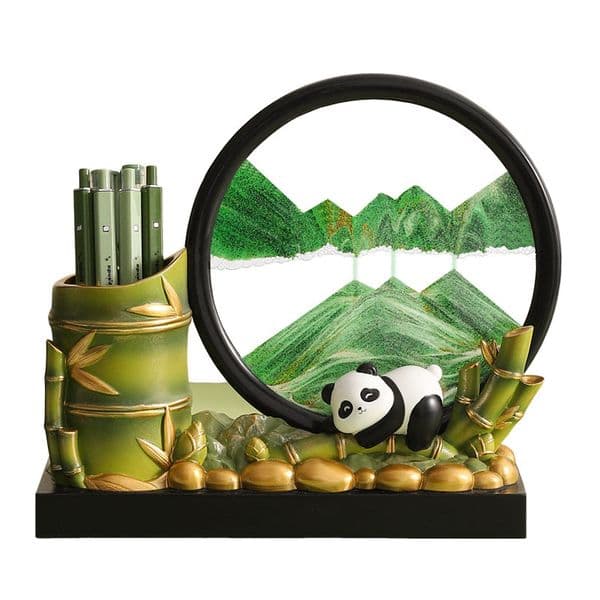 Creative Panda Chest Bamboo Pen Holder Office Desktop Inspirational Decoration Ornament Children's Boys And Girls Birthday Gifts